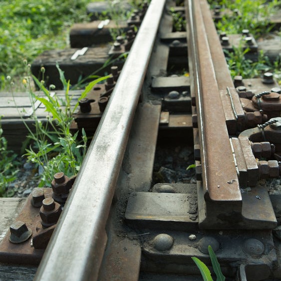 Railway equipment. Turnout mechanism on railway tracks.